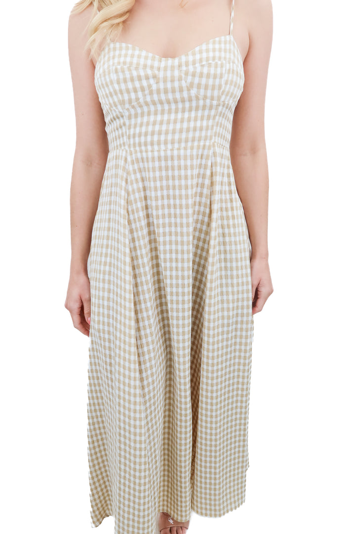 Vici neutral checkered maxi dress (retail $74)