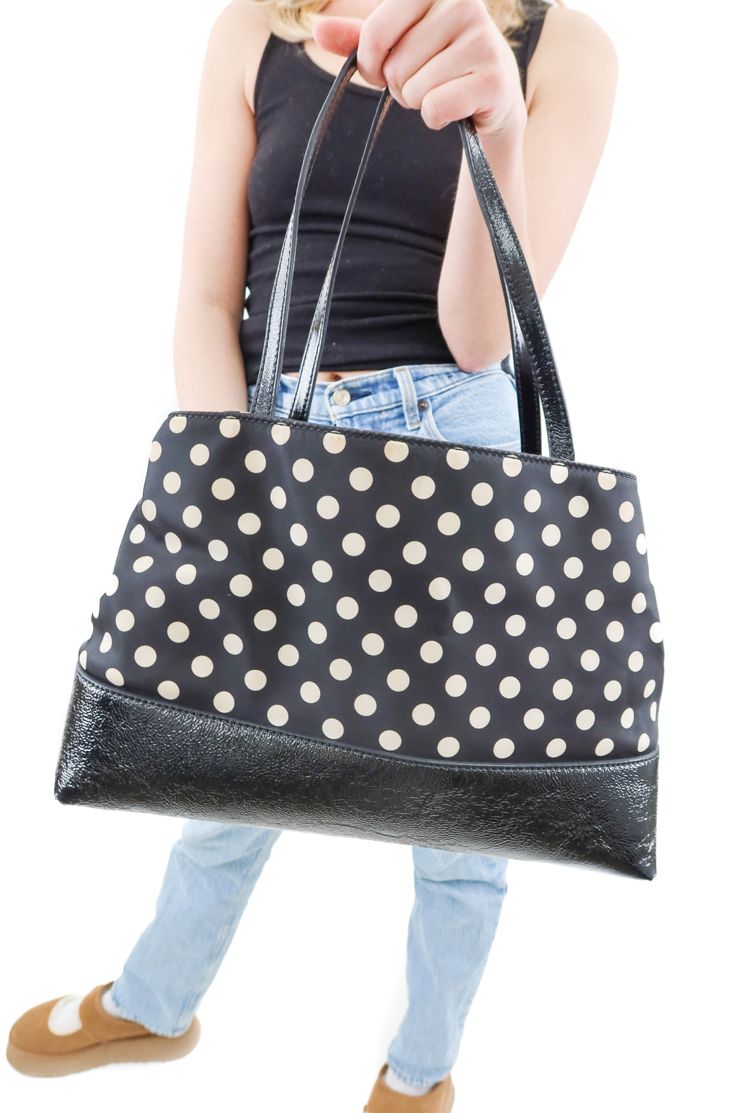 Kate Spade Polka Dot Tote with patent bow detail