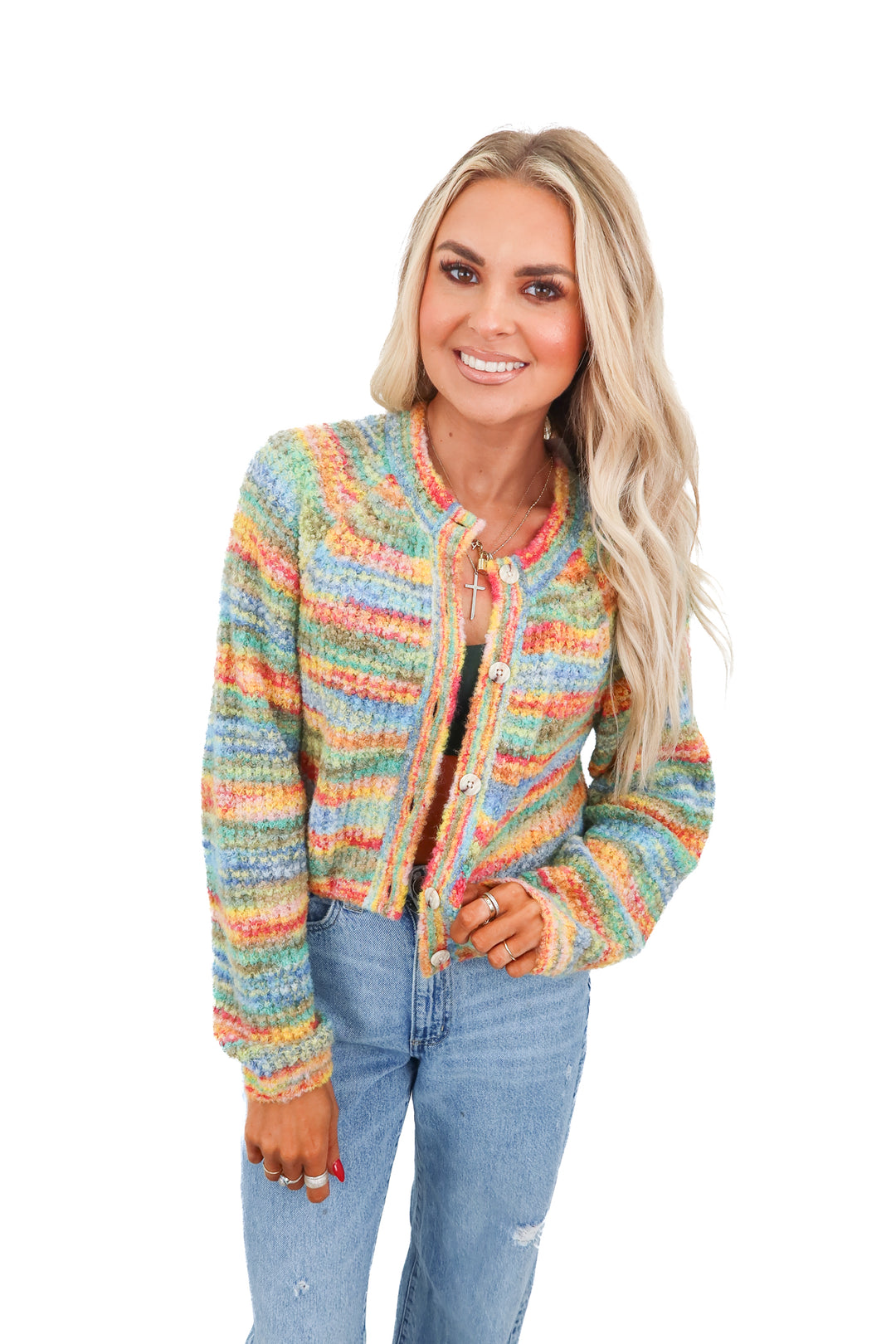 Mother multicolor crop sweater ( S)