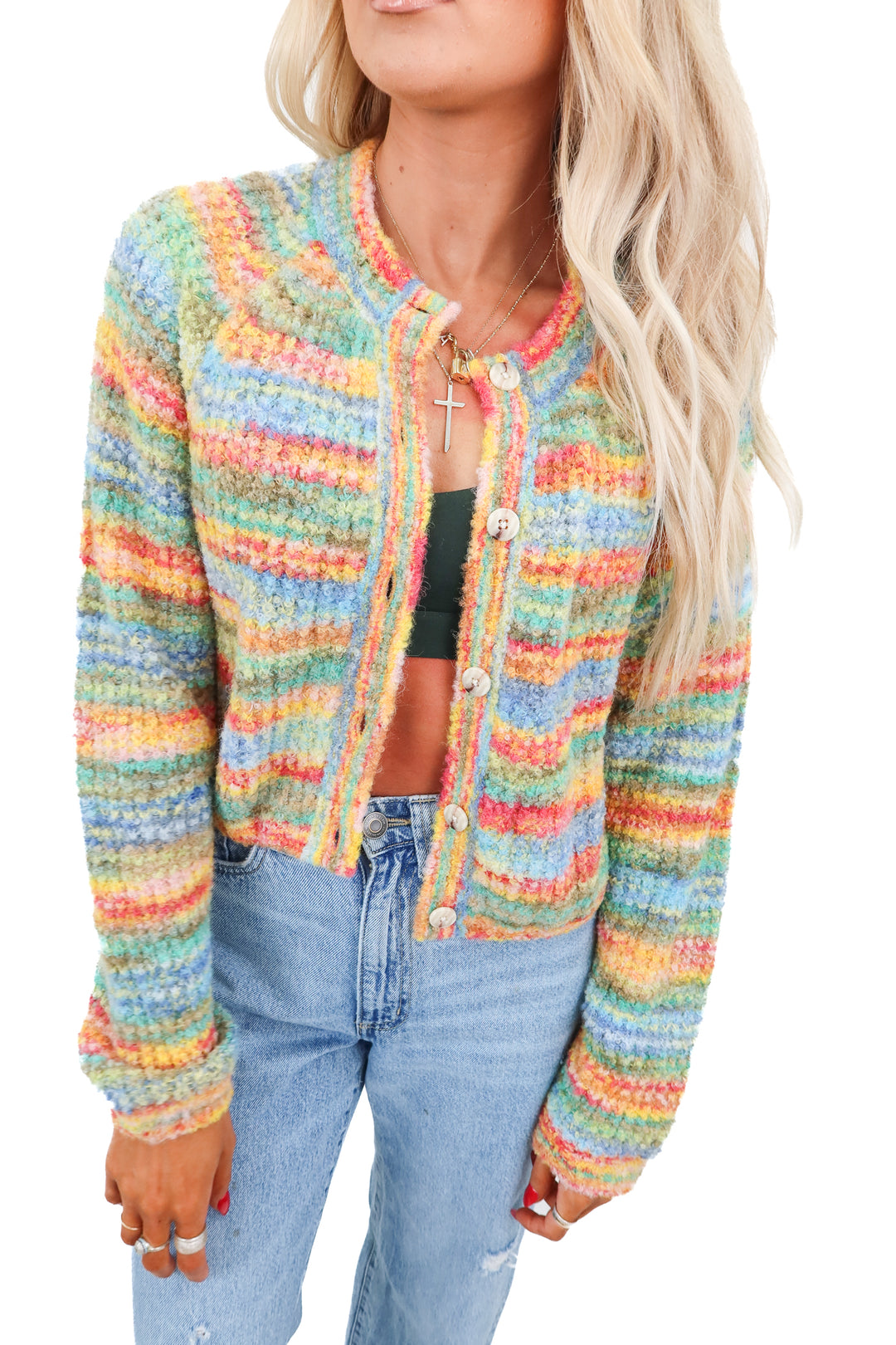 Mother multicolor crop sweater ( S)