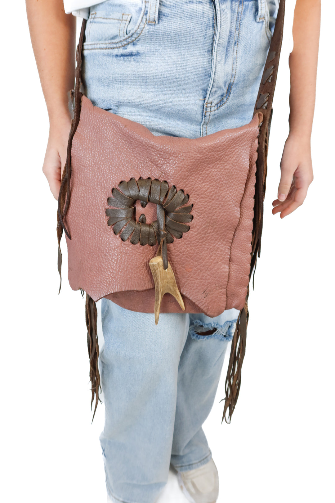 Jimmi WZ brown leather crossbody bag (O/S) (retails for $350)
