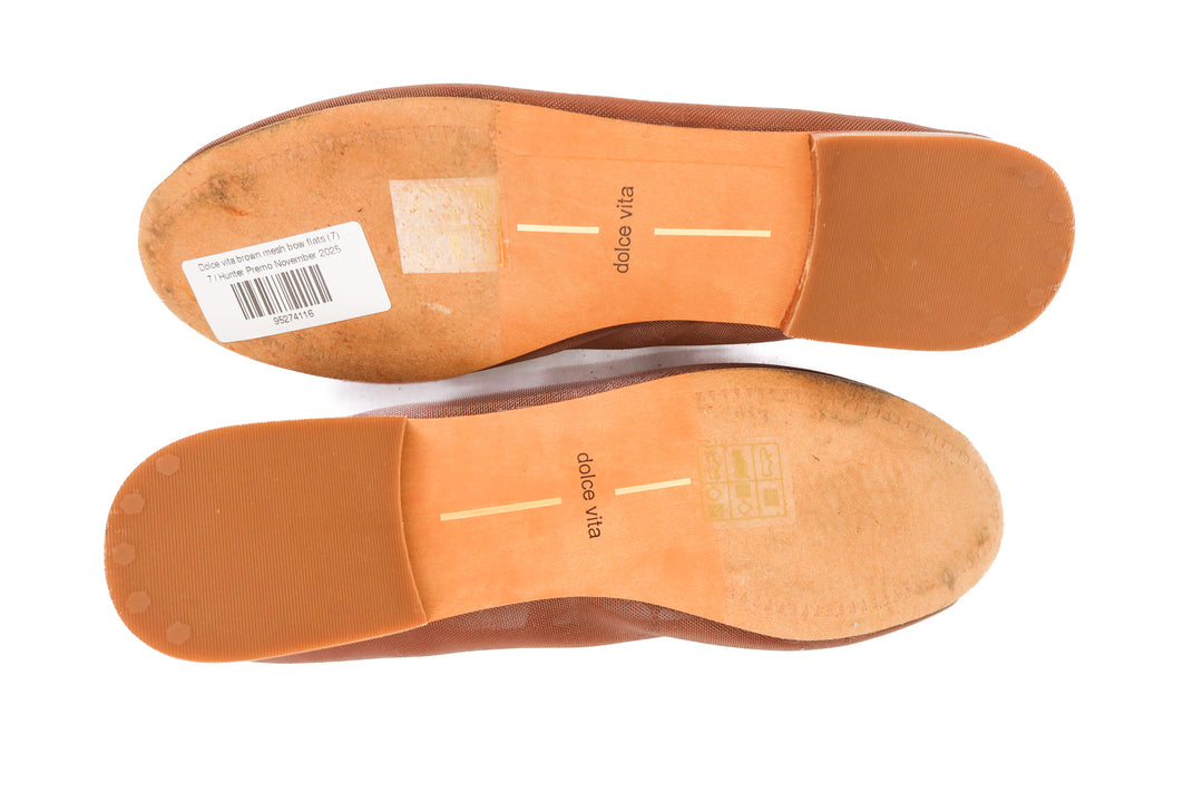 Dolce vita brown mesh bow flats (7; retail $130)