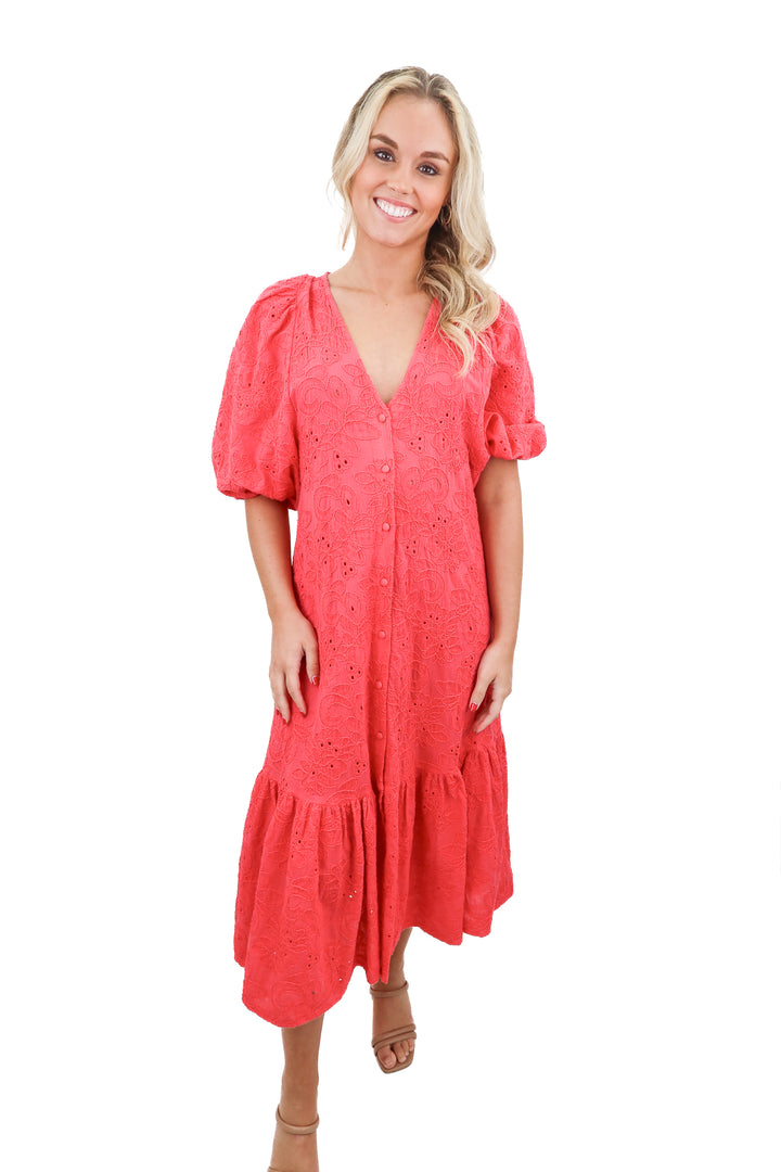 Zara pink eyelet midi dress (XS)