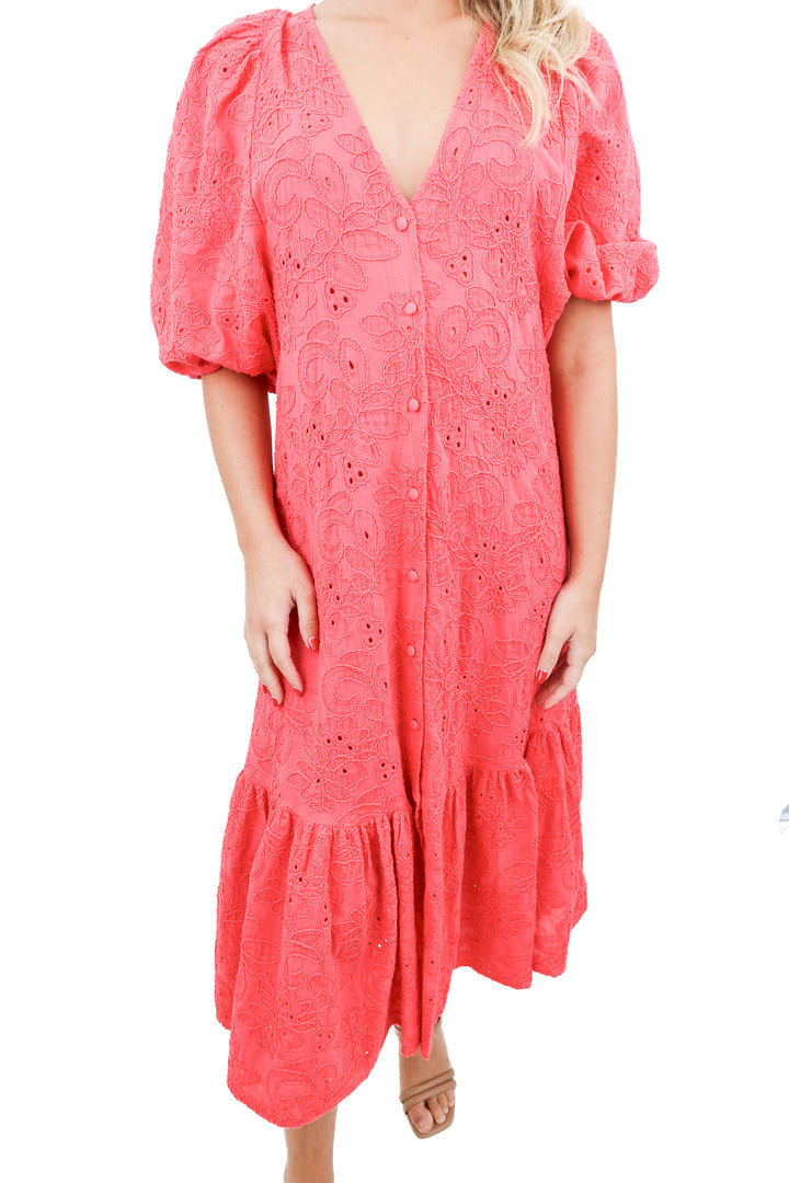 Zara pink eyelet midi dress (XS)