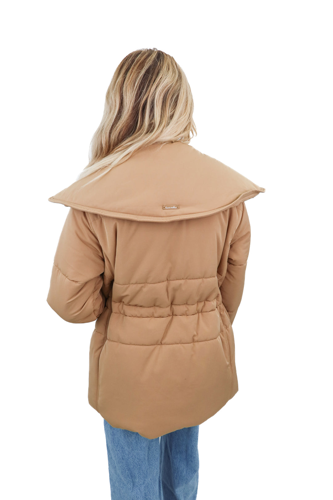 Travis Mathew tan long puffer (S; retail $180) NWT