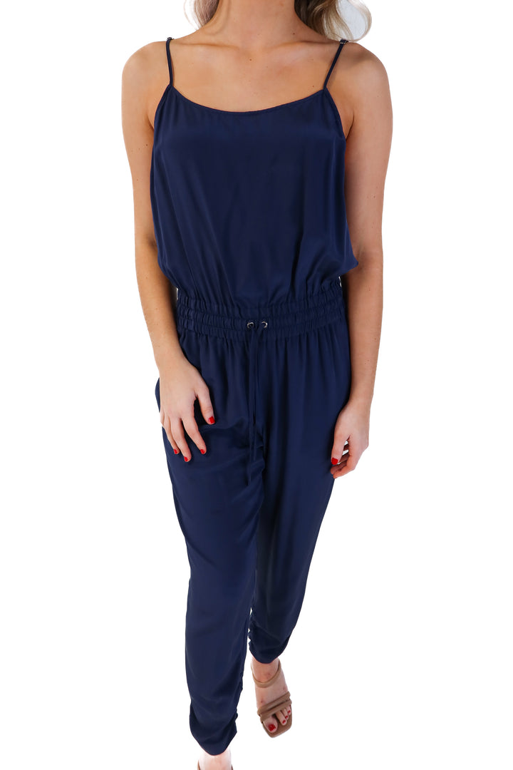 Parker navy strapless jumpsuit (s)