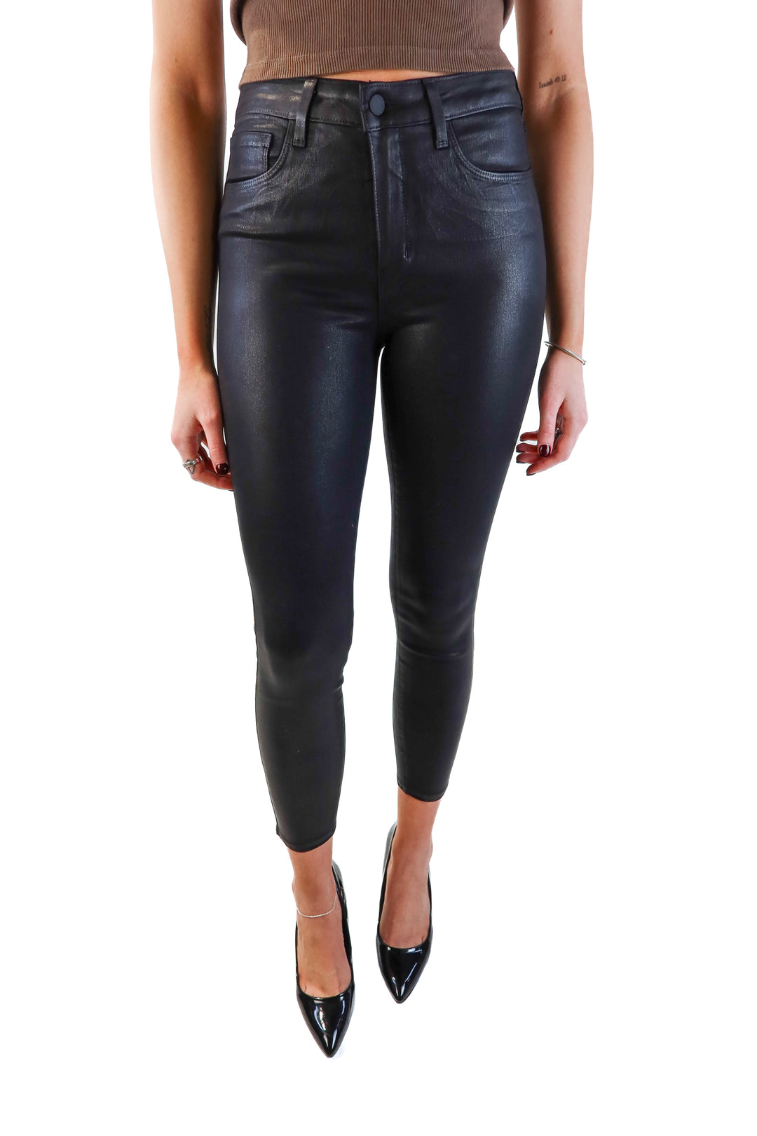 L'Agence Black Coated Pants (27; retails for $265)