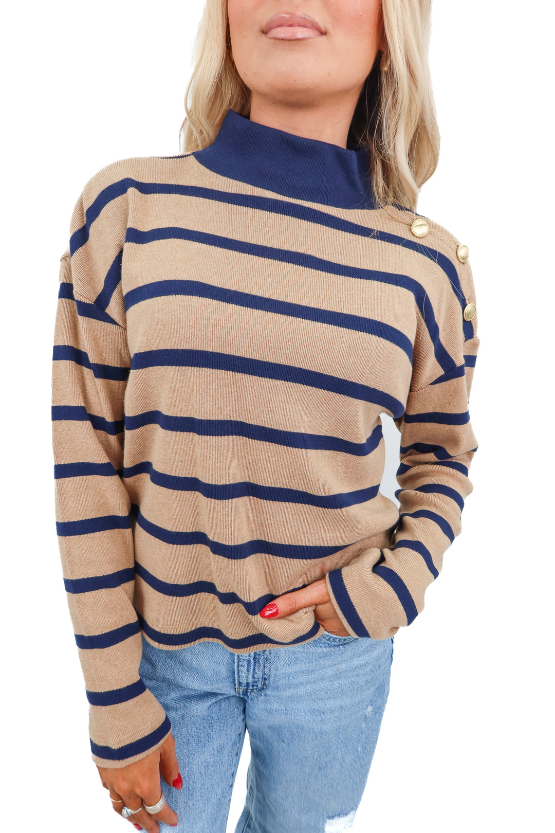Ann Taylor stripped mockneck sweater NWT (XS; retail $55)