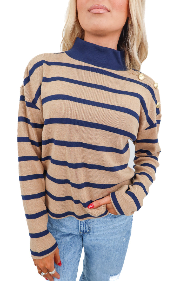 Ann Taylor stripped mockneck sweater NWT (XS; retail $55)