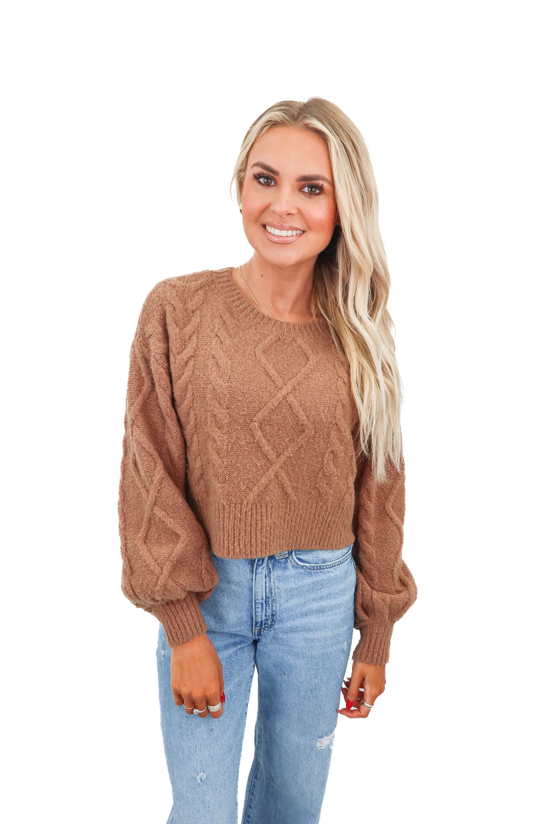 tularosa brown cable knit sweater (s)
