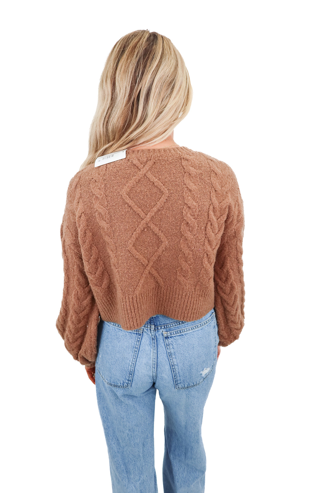 tularosa brown cable knit sweater (s)