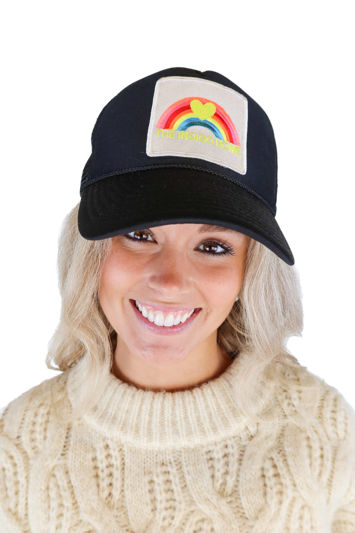 Black Neon Rainbow Patch Cap