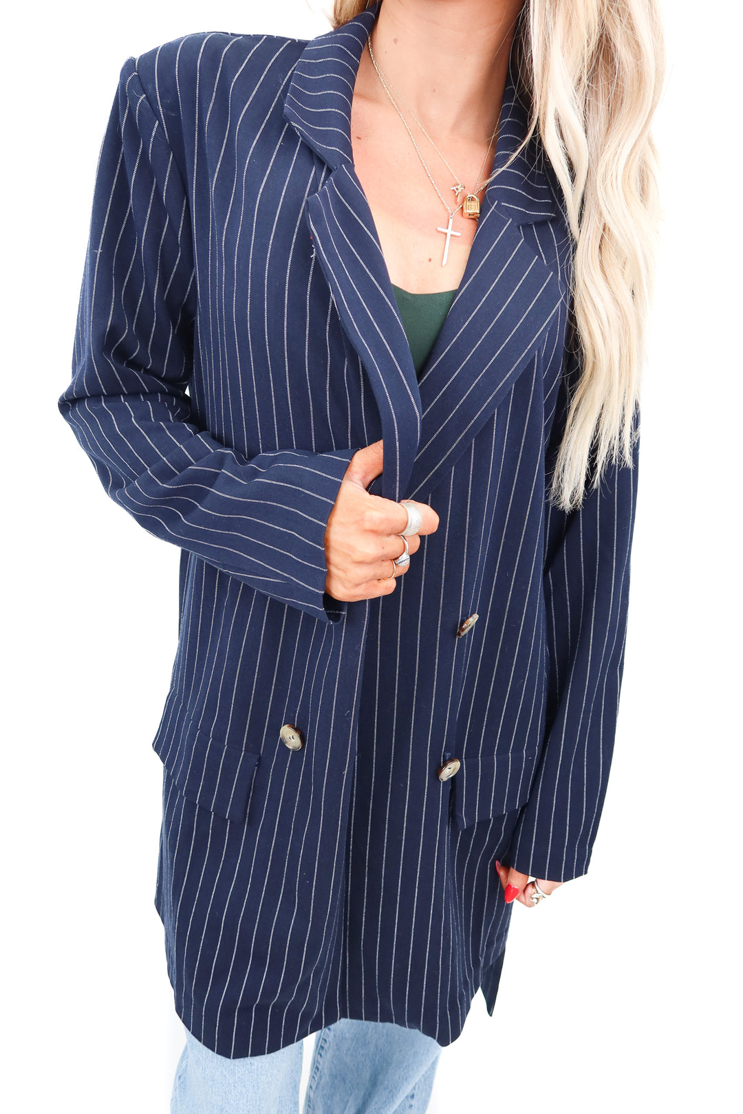 LPA pinstriped navy blazer (S; retail $198)