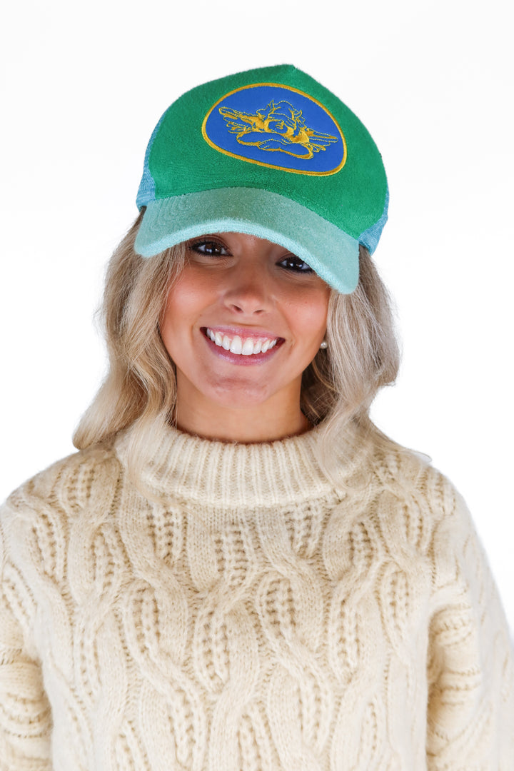 Boys lie green/blue terrycloth hat