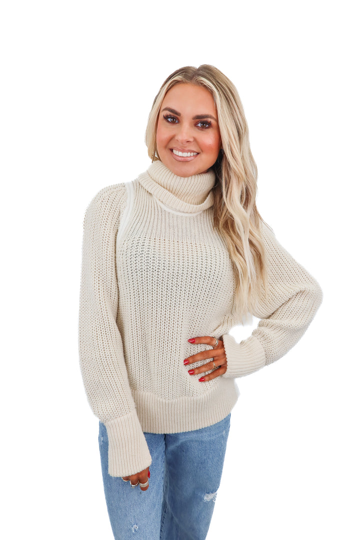 helmut lang cream turtleneck sweater (s)