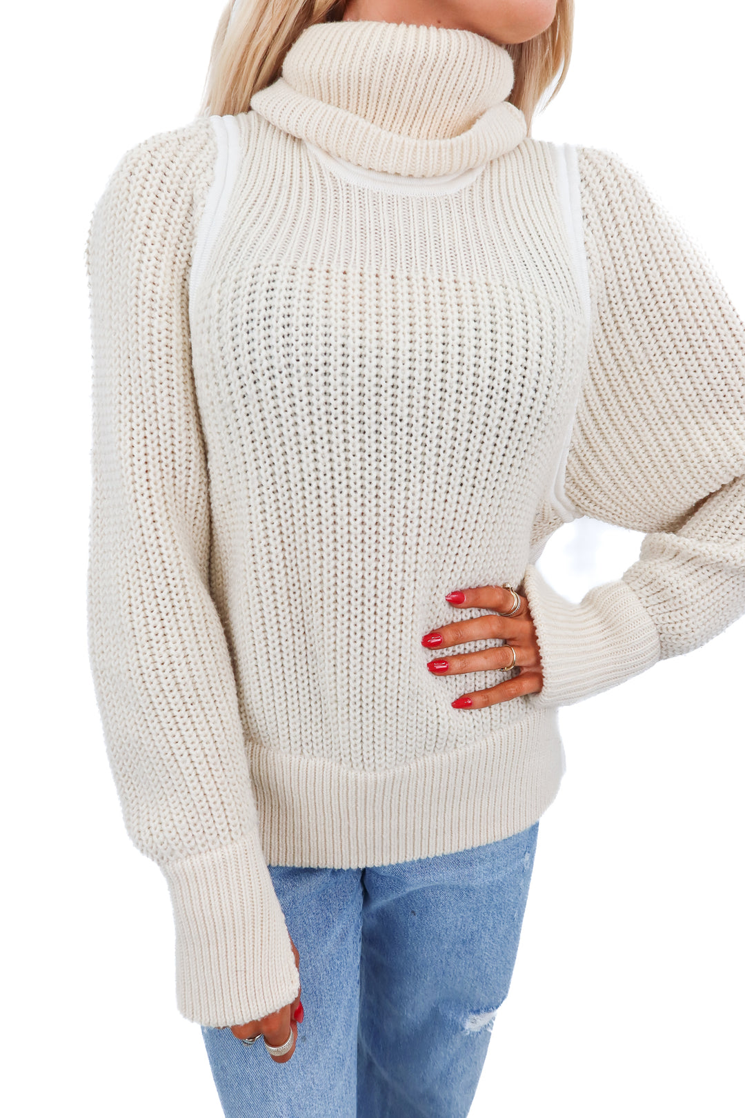 helmut lang cream turtleneck sweater (s)