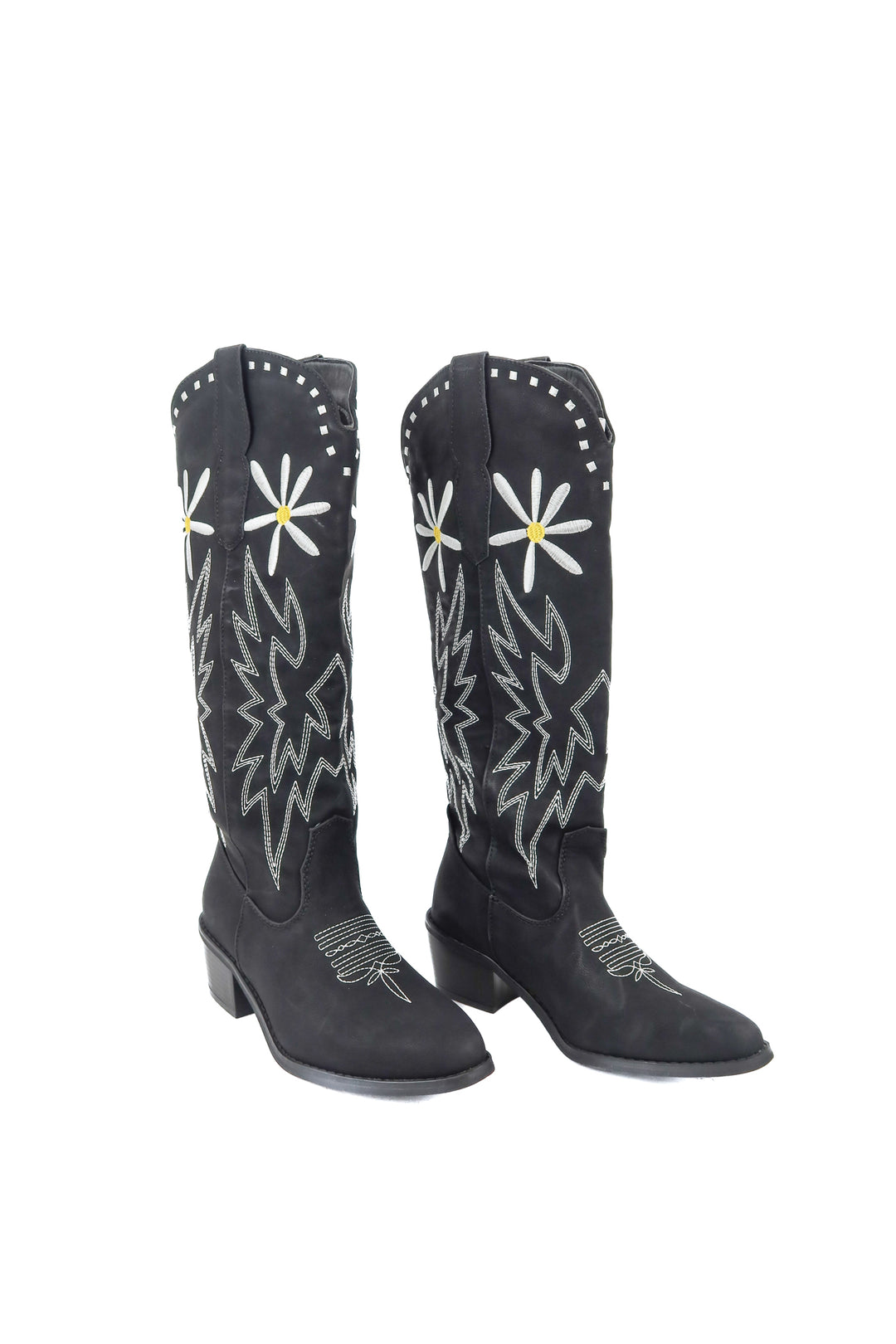 Pink Lily black daisy cowboy boots NWT (7)