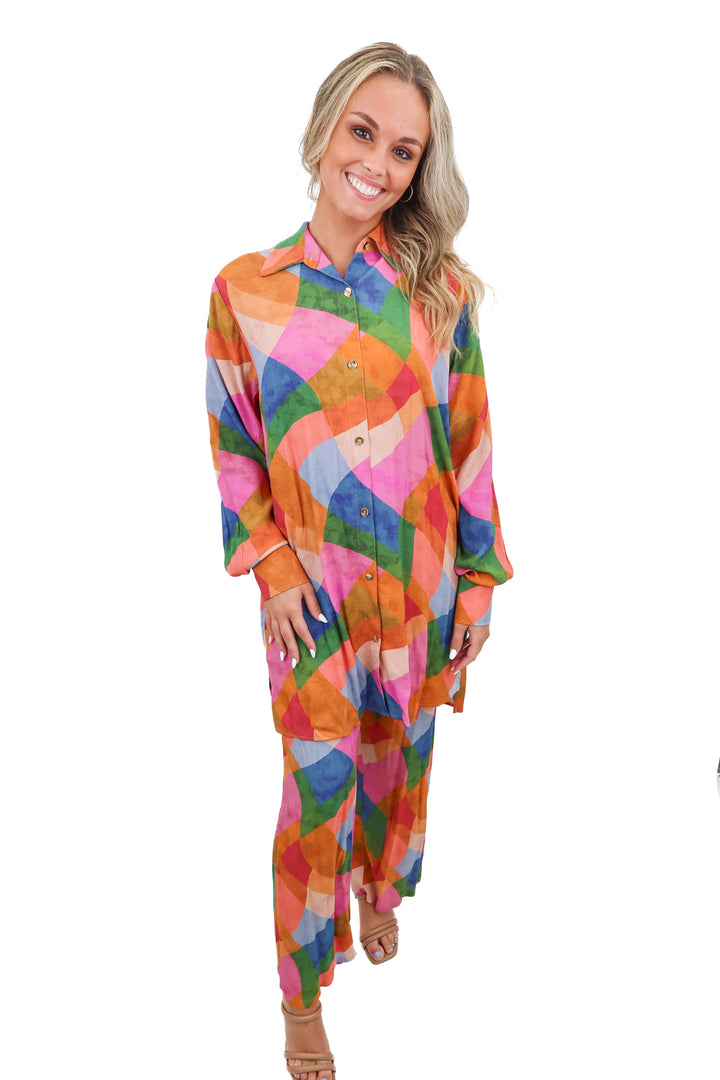 aquari colorful abstract set NWT (xs; retail $198)