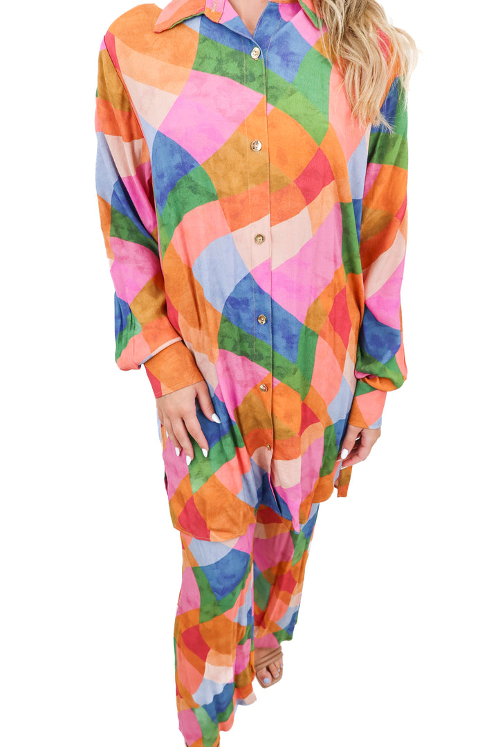aquari colorful abstract set NWT (xs; retail $198)