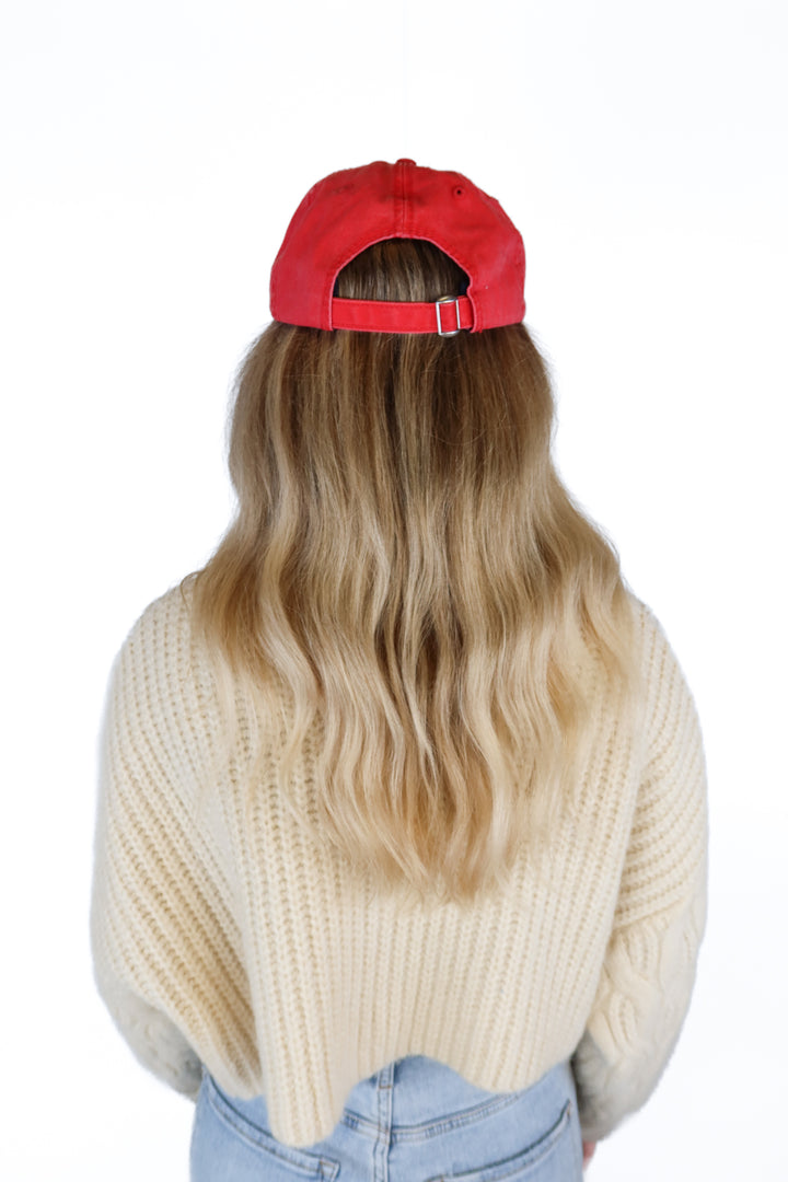 SportsMan Red Washed Smiley Cap