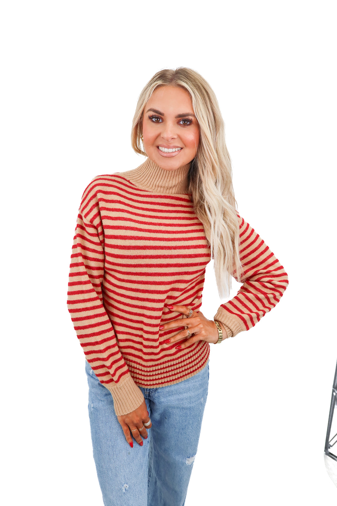 ann taylor brown/red striped sweater (xs)