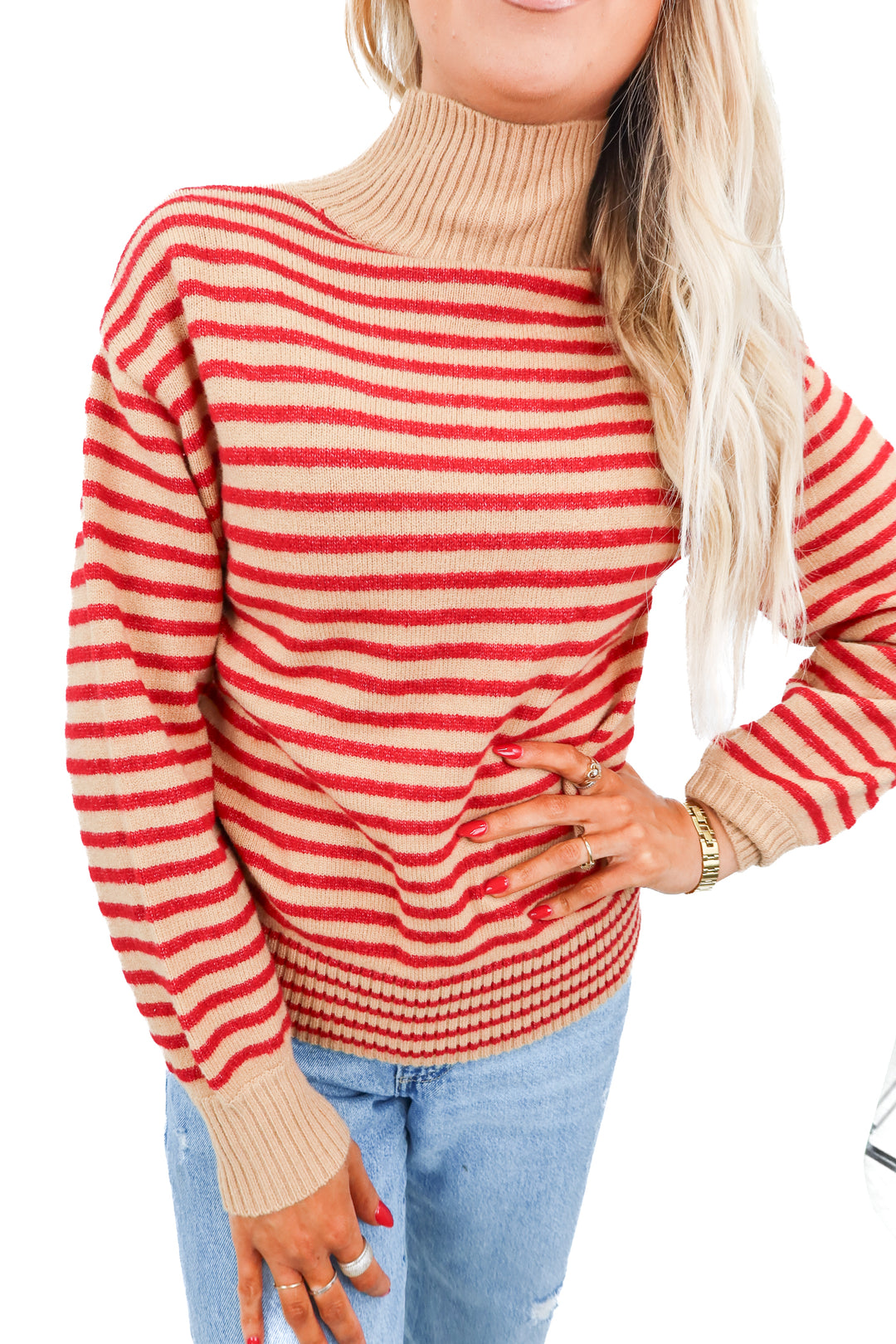 ann taylor brown/red striped sweater (xs)