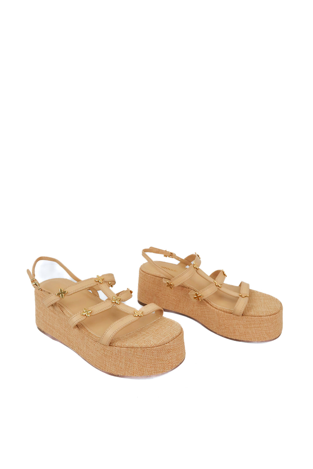 Larroude gold flower platform sandals (7)