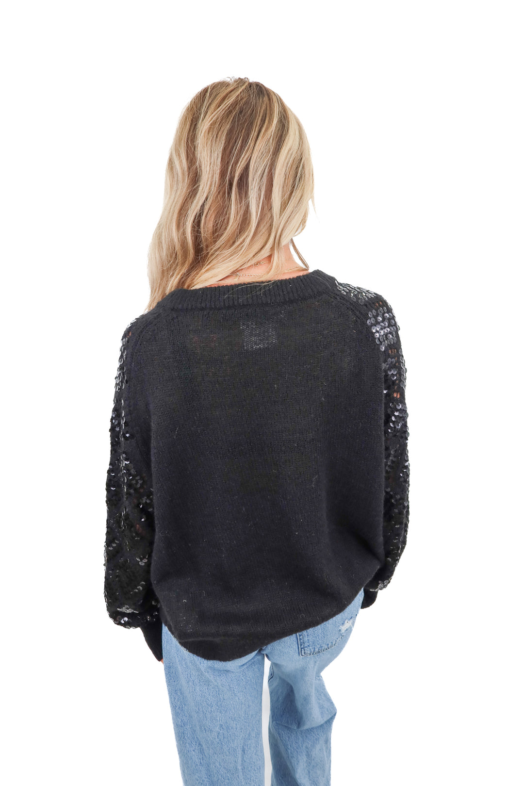 Rotate sequin black sweater (S)