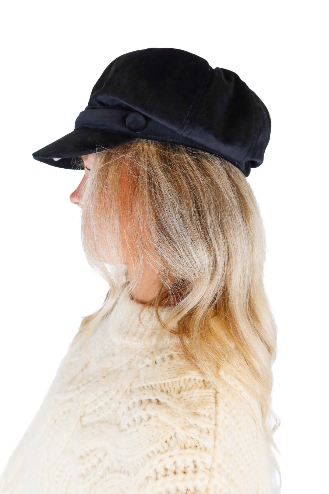 Black Velvet Newsboy Cap