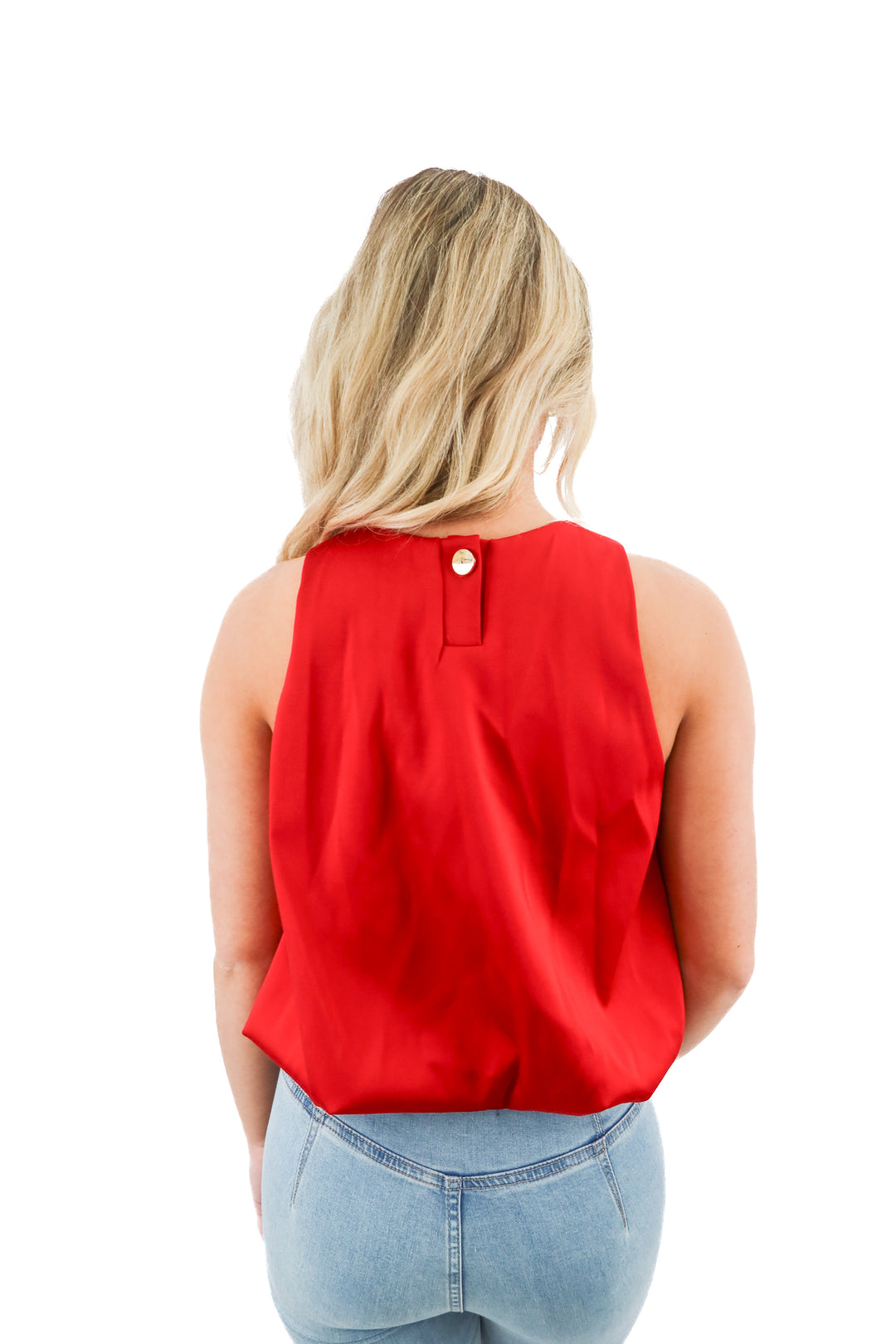 zara red sateen bubble top nwt (xs; retail $45.90)