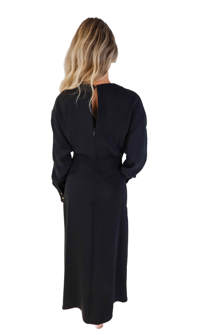 MNG black deep v maxi dress (s; retails for $99.99)