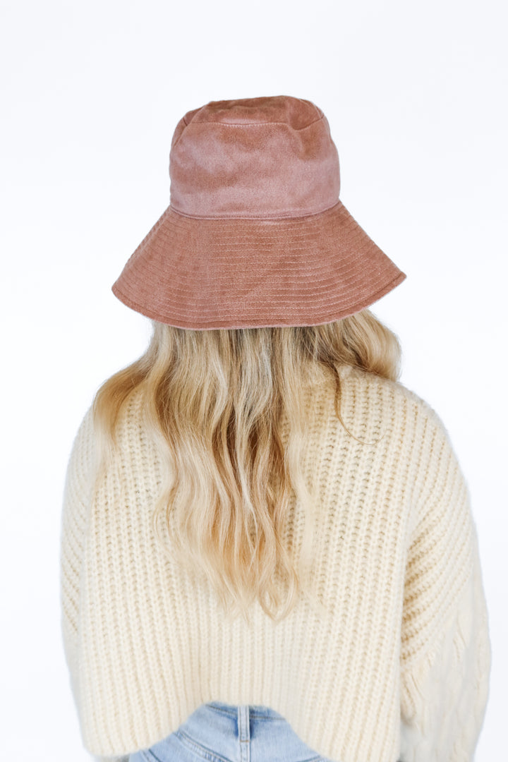 Wyeth blush suede bucket hat