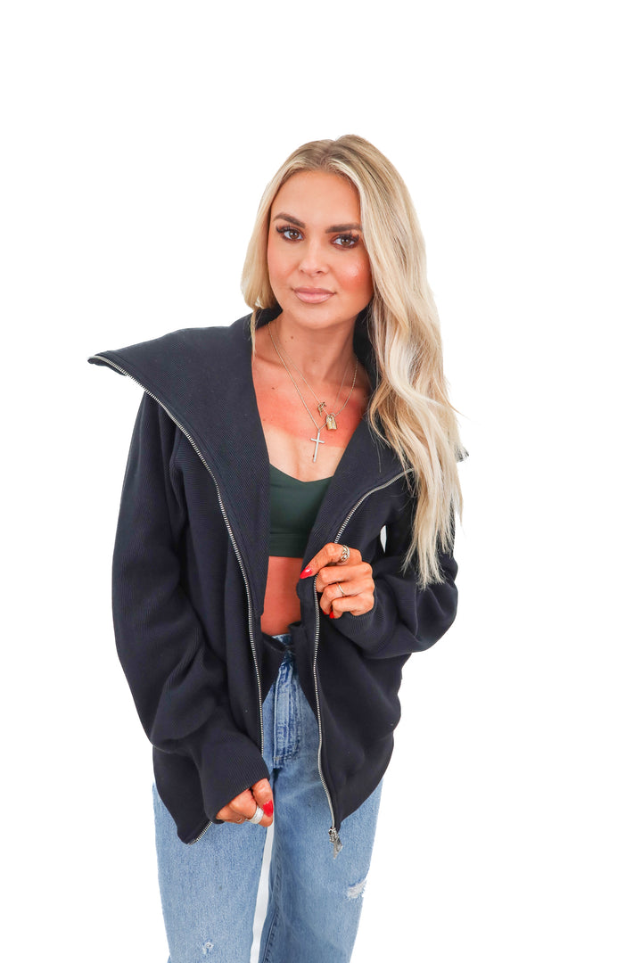 Varley black zip up sweater (S)