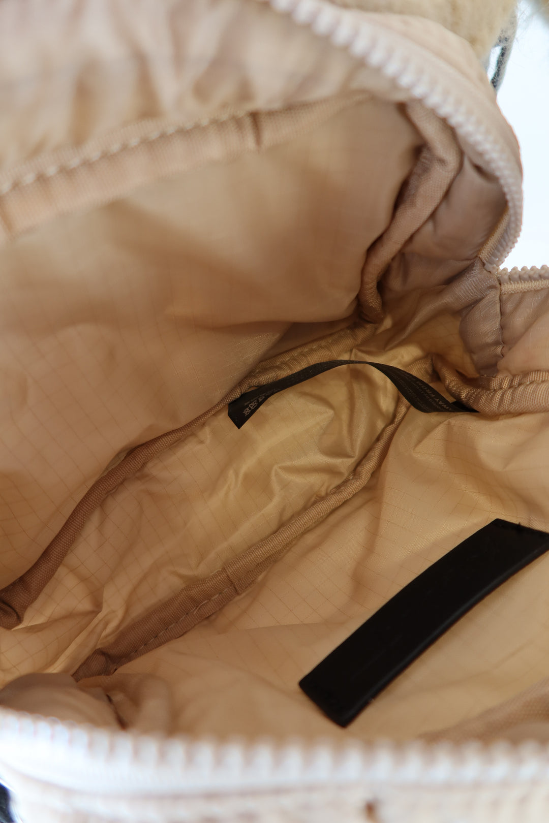 Free People Sand Quilted Nylon Zipper Pouch NWT; Retail $30