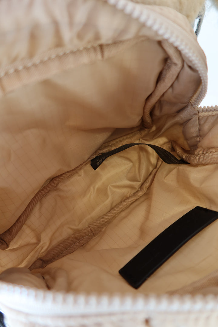 Free People Sand Quilted Nylon Zipper Pouch NWT; Retail $30