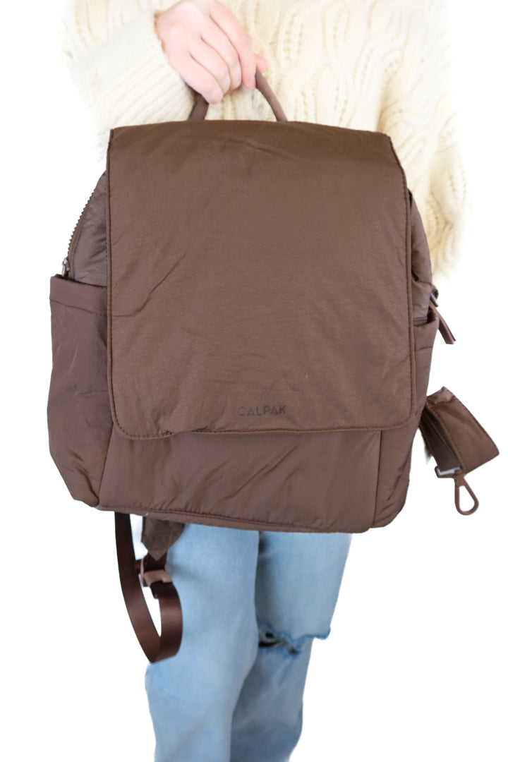 Calpak Brown Nylon Backpack NWOT (retail $138)