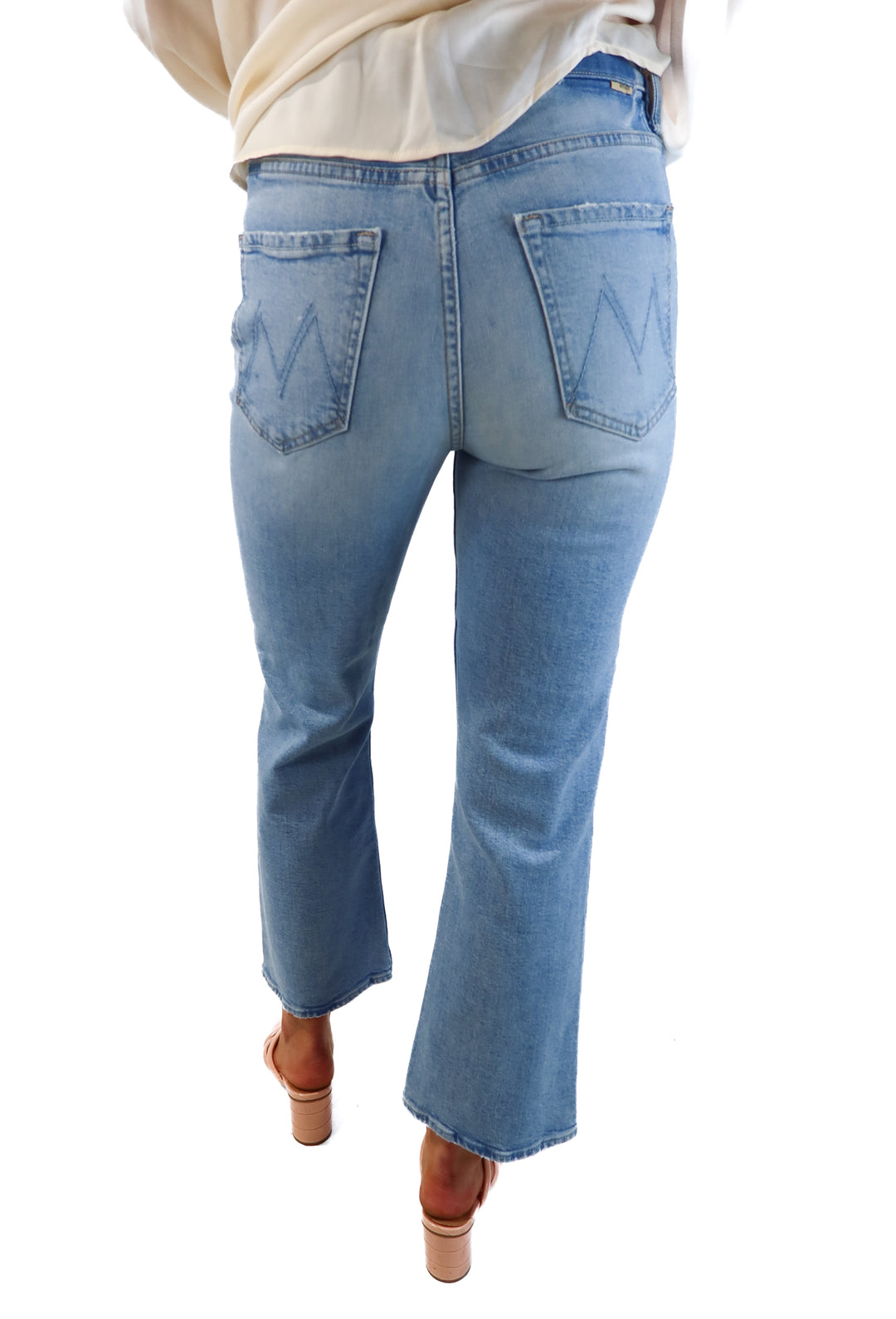 Mother light wash straight jeans (26; retails for $238)