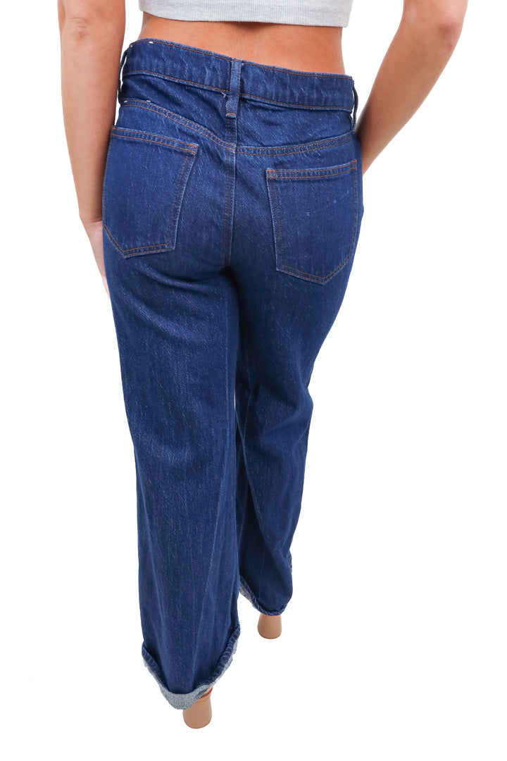 Ann Taylor dark wash wide leg jeans (S)