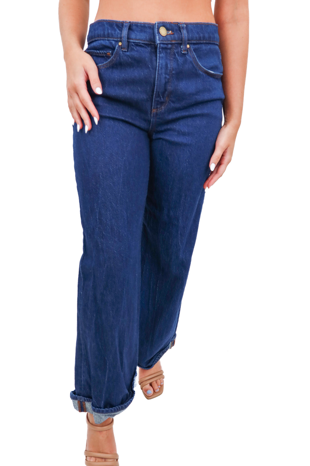 Ann Taylor dark wash wide leg jeans (S)