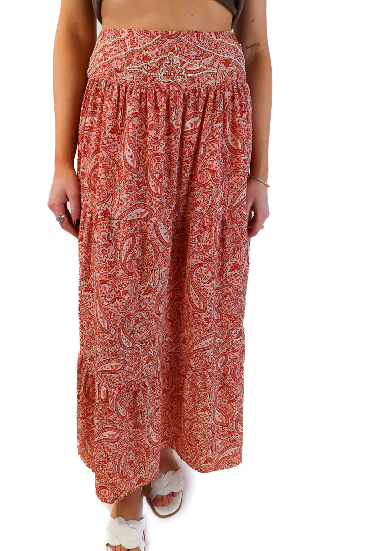 Zara pink paisley maxi skirt (s; retails for $49.90)