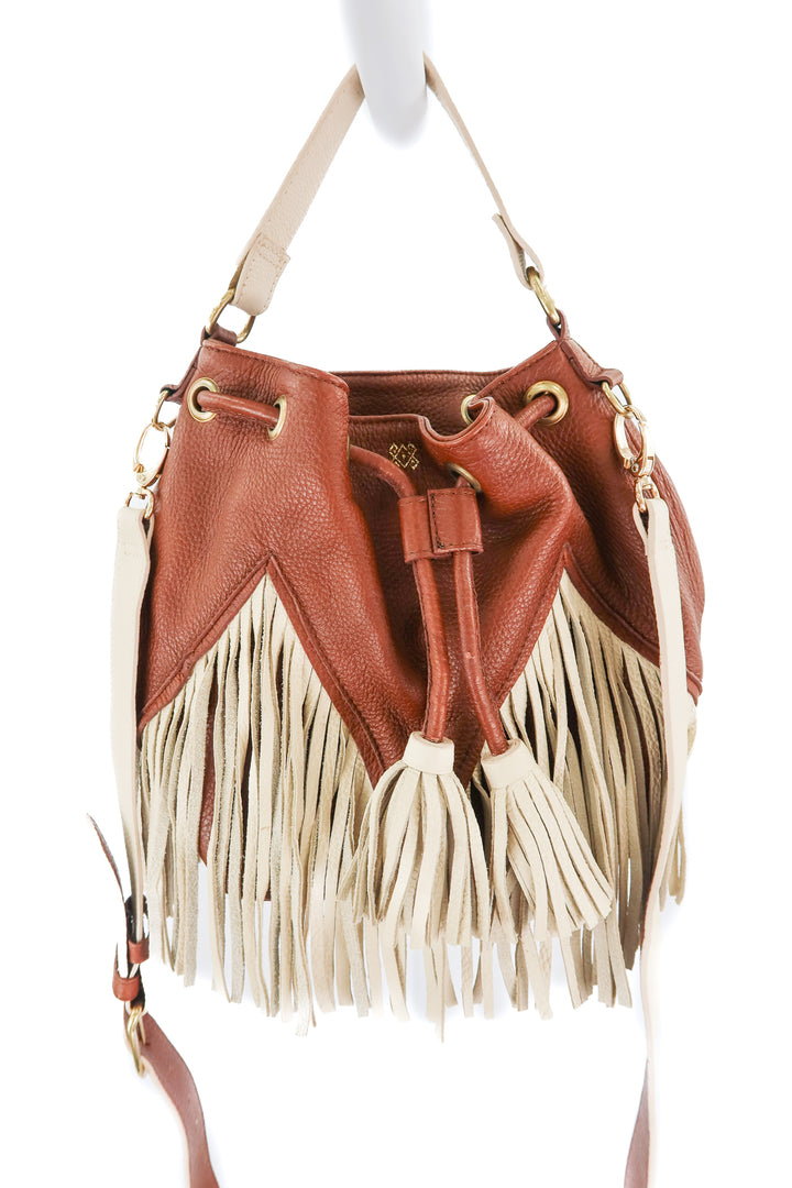 Au Mexique brown fringe bag (retail $185)