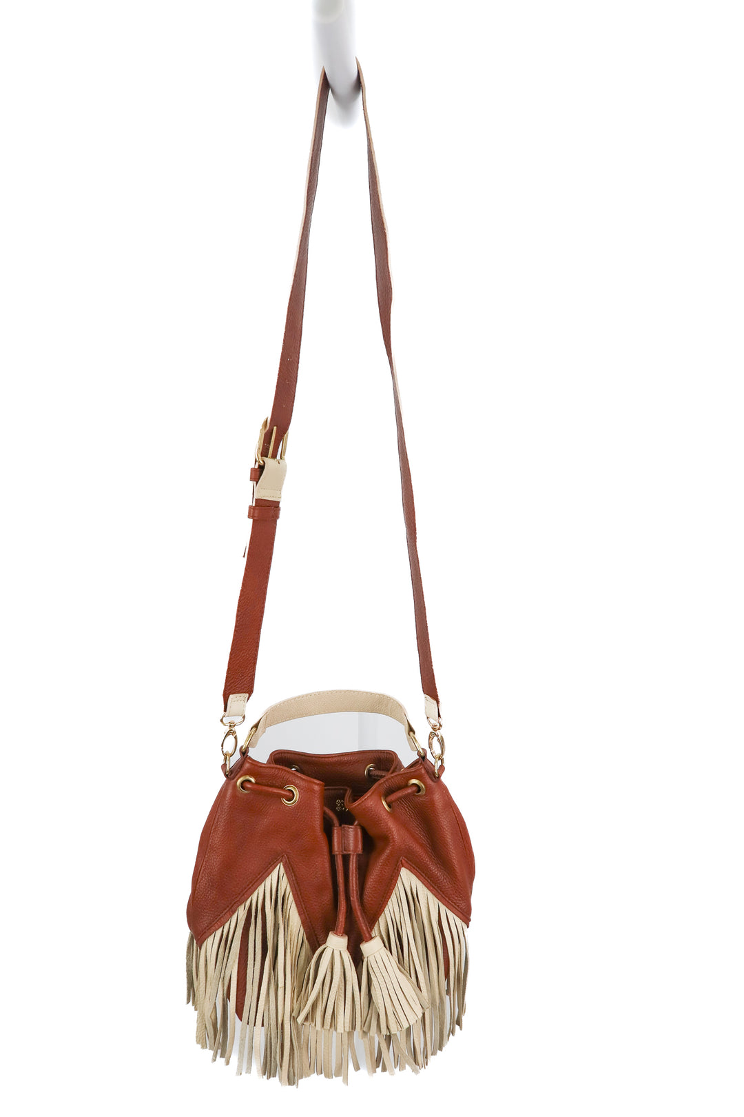 Au Mexique brown fringe bag (retail $185)
