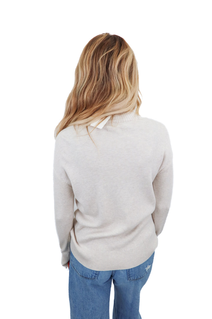 Tommy John cream ribbed mock neck (S; retail $110)