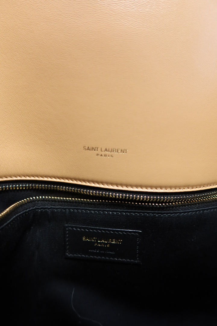 Saint Laurent Beige Genuine Shearling Shoulder Bag (retail approx. $4,000)*
