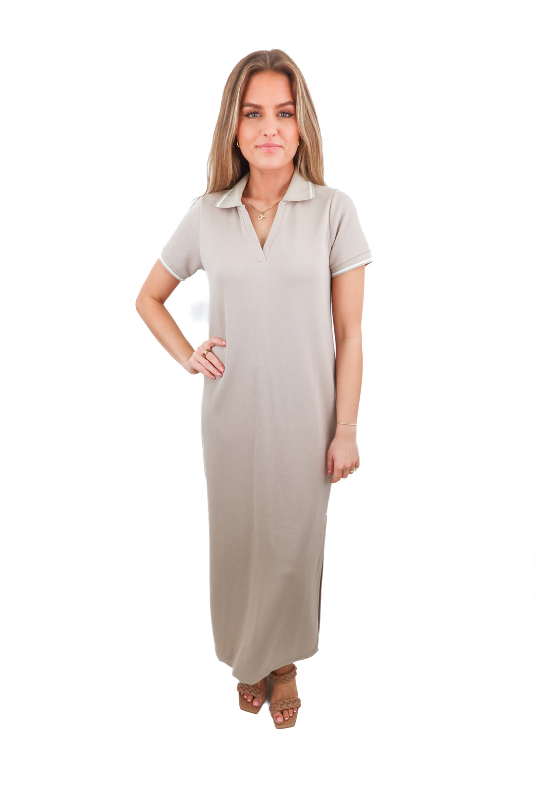 Spanx AirPique taupe polo maxi dress (retail $158)