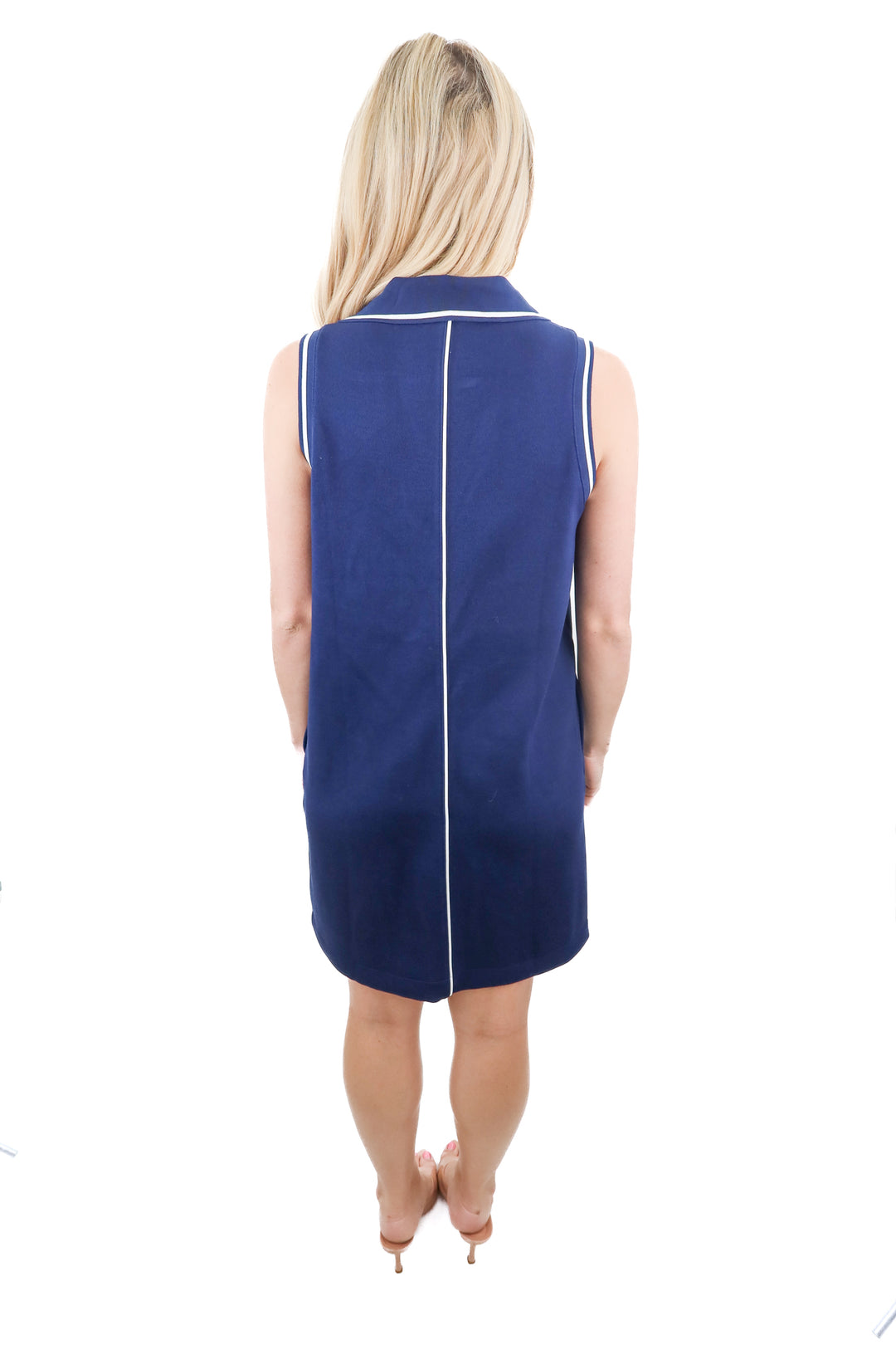 Spanx AirPique navy blue sleeveless polo mini dress (retail $128)