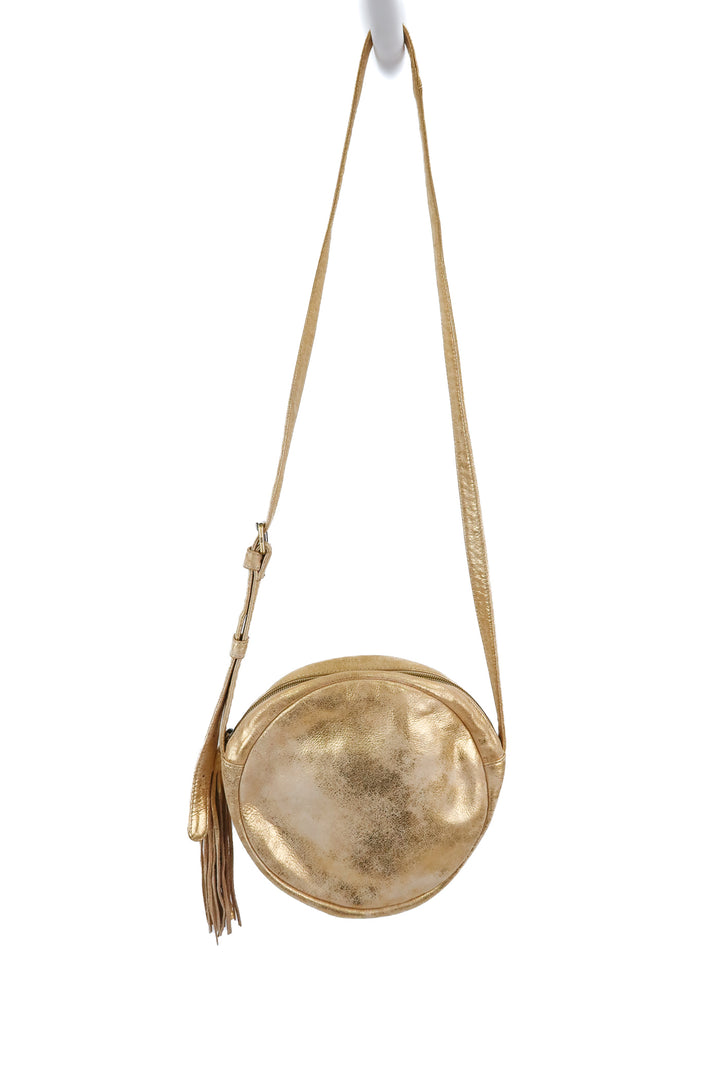 Hobo metallic suede round gold crossbody NWT (retail $298)