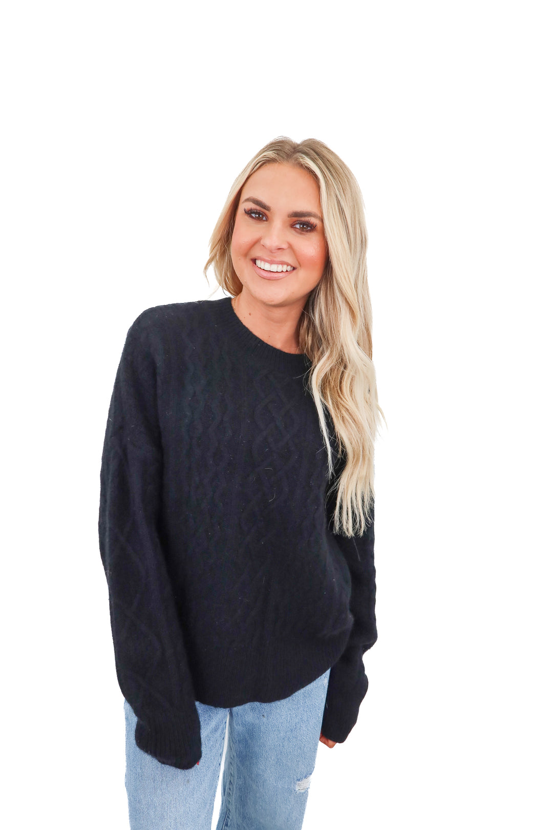 Favorite Daughter cable knit black sweater (S)