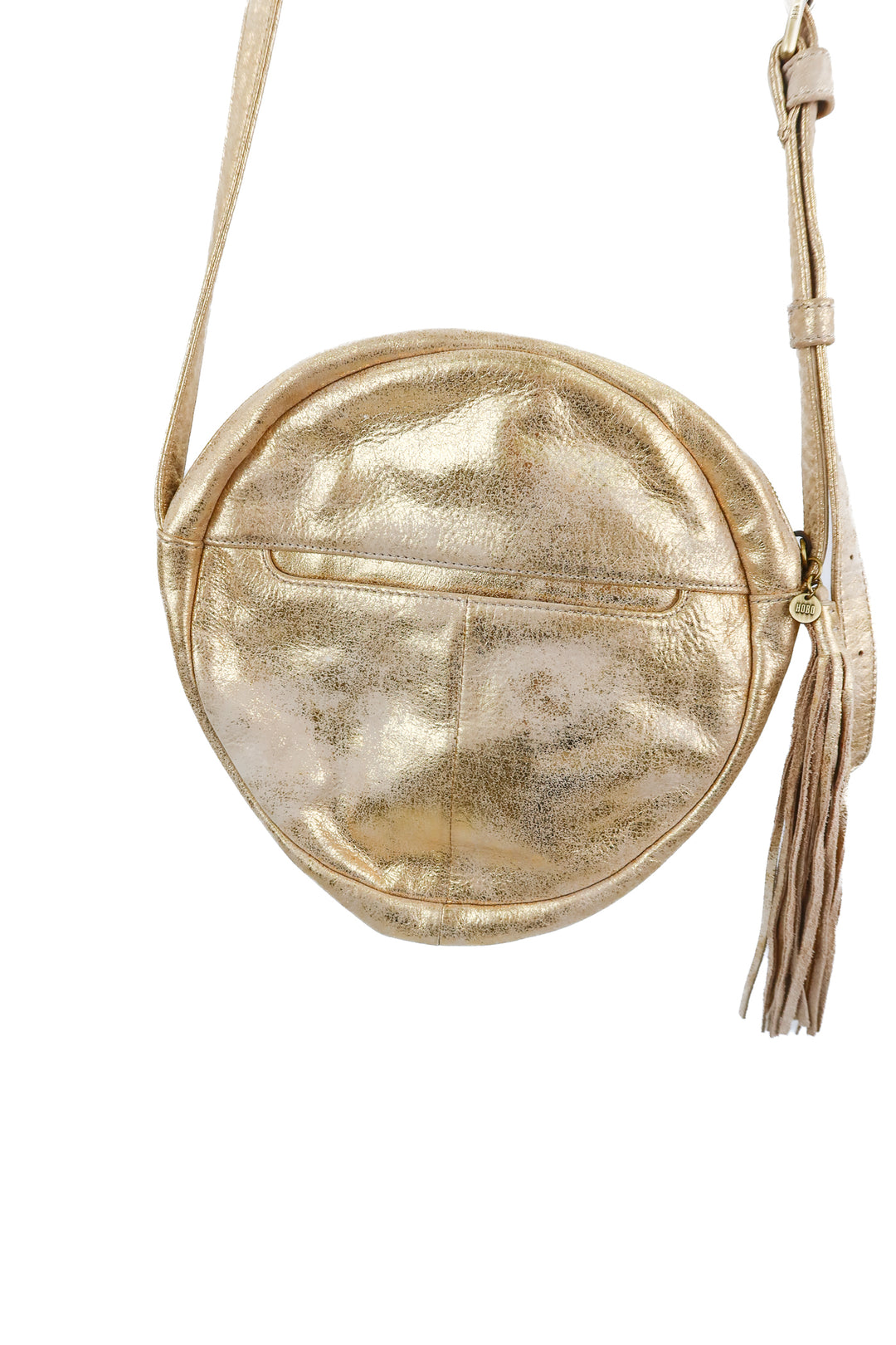 Hobo metallic suede round gold crossbody NWT (retail $298)