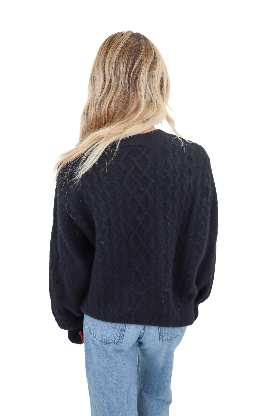 Favorite Daughter cable knit black sweater (S)